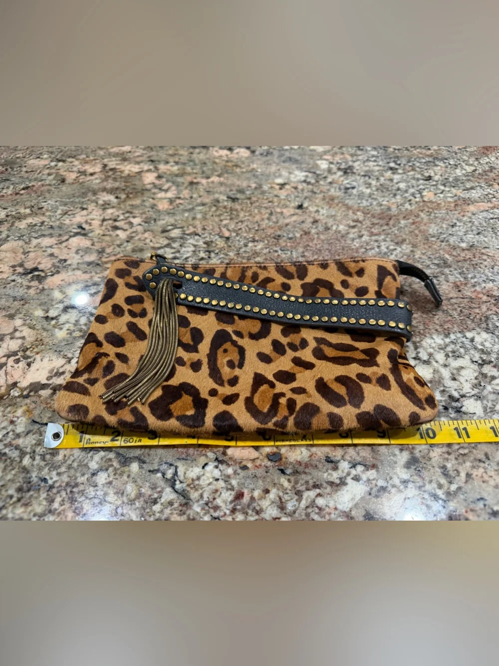 Aimee Kestenberg Cheetah 🐆 Calf Hair Tassel Wristlet Clutch - Brown